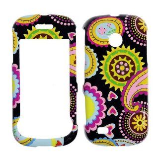 Samsung A597/ Eternity II   Colorful Hearts & Circles on Black Snap On Cover, Hard Plastic Case, Protector   Retail Packaged Cell Phones & Accessories