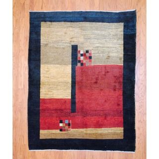 Persian Hand knotted Gabbeh Red/ Blue Wool Rug (5'10 x 7'7) 5x8   6x9 Rugs