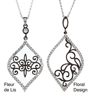 La Preciosa Sterling Silver Black Rhodium Swirl Pendant La Preciosa Cubic Zirconia Necklaces