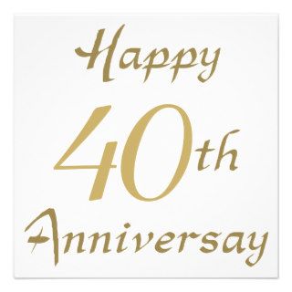 Happy 40th Anniversary Gifts Custom Announcements