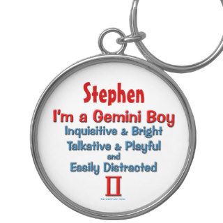 Gemini Boy Personalized Zodiac Kid Keychain