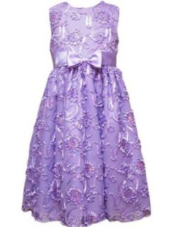 Rare Editions Girls 2T 6x Embroidered Sequined Mesh Dress, Lilac, 4T/4 Clothing