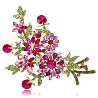 Arinna New Shining Showy Flowers Fashion Brooch Pin 18K Gold Gp Multi Swarovski Elements Crystal Arinna Jewelry