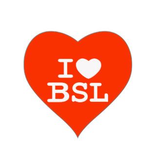 I Love BSL (Color) Heart Stickers
