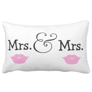 Mrs and Mrs Two Brides Lips Wedding Gift Throw Pillows