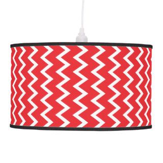 Red and White Chevron Pattern Hanging Pendant Lamps
