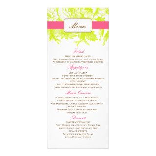 Luxe Floral Wedding Menu in Green & Pink Custom Announcement