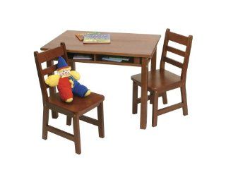 Lipper International 534C Child's Rectangular Table and 2 Chair Set, Cherry   Childrens Furniture