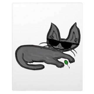 Cool Cat Curled Up With Hi Mouse Toy Plaque