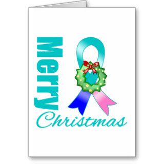Thyroid Cancer Awareness Merry Christmas Ribbon Card