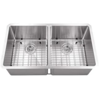 Schon All in one Undermount Stainless Steel 32x19x10 0 Hole Double Bowl Kitchen Sink SCRA505016