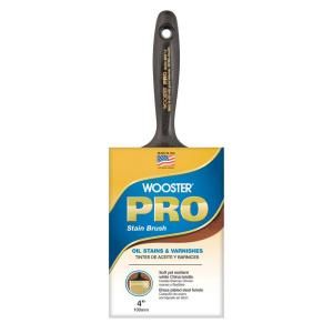 Wooster Pro 4 in. Flat White Bristle Stain Brush 0H21250040