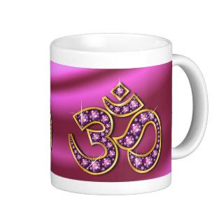 Om Symbol with "Rose Quartz" Stones Cup Coffee Mugs