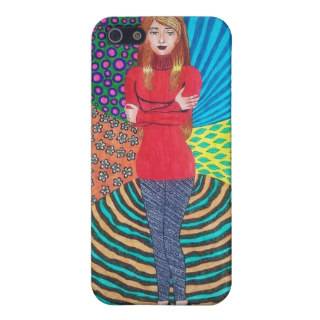 Girl In Red Hugging Herself Covers For iPhone 5