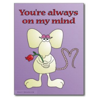 "You're always on my mind rat" postcard