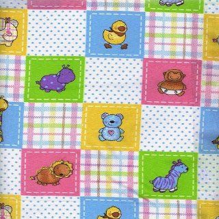44" Wide Fabric "Patchwork look Print Animal with Hippo, Duck, Lion, Bear, Monkey, Giraffe, Zebra" Fabric By the Yard  Other Products  