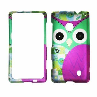 2D Green Owl Nokia Lumia 520 / 521 Case Cover Hard Case Snap on Cases Rubberized Touch Protector Faceplates Cell Phones & Accessories