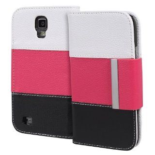 Fosmon CADDY Series Leather Wallet Case for Samsung Galaxy S4 Active / I9295 / SGH I537 (White / Pink / Black) Cell Phones & Accessories