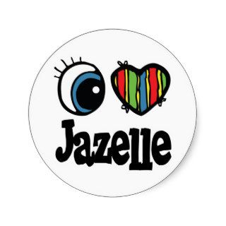 I Heart (Love) Jazelle Round Stickers