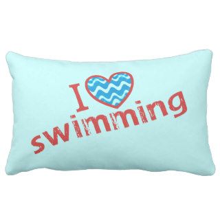 I love (heart) Swimming Pillow