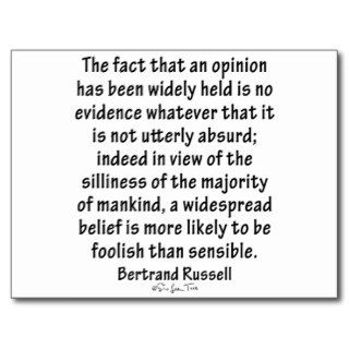 Beliefs by Bertrand Russell Post Card