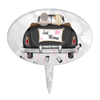 Mrs and Mrs Just Married Wedding Car Cake Topper