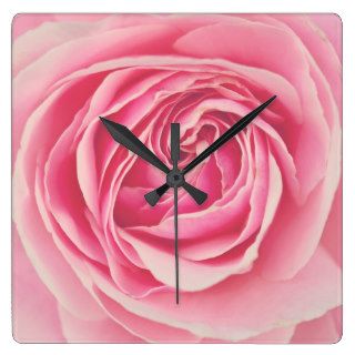Square Pink Rose Petal Photo Clock