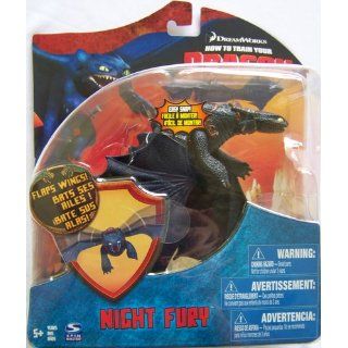 Dreamworks Movie Series "How to Train Your Dragon" Exclusive 7 Inch Long Action Figure   NIGHT FURY with Flapping Wing Feature Toys & Games