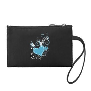 Trendy Turquoise Heart and Butterfly Coin Purse