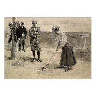 Woman Vintage Golf Fashion, 1890s Print