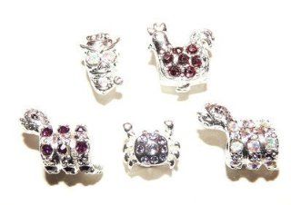 Silver Plated (M522) Charm Beads Set of 5, will fit Pandora/Troll/Chamilia Style Charm Bracelet. Jewelry