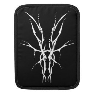 Deer Skull Tribal Tattoo   white on black iPad Sleeve