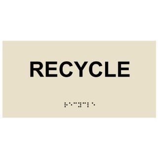 ADA Recycle With Symbol Braille Sign RSME 538 BLKonAlmond Recycle  Business And Store Signs 
