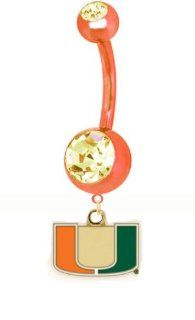Orange Miami Hurricanes Charm Belly Button Ring (W)  Sports Fan Charms  Sports & Outdoors