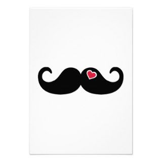 Mustache red heart invitations