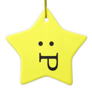 Emoticon Star Ornament   Tongue Sticking Out