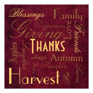 Red "Giving Thanks" Thanksgiving  Invitation