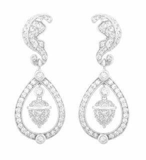 JanKuo Jewelry Silver Tone Royal Family Kate Middleton Inspired Wedding Dangling Earrings Silver Tone with CZ Cubic Zirconia with Gift Box Jewelry