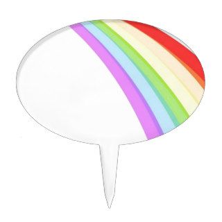 PASTEL RAINBOW COLORS CUTE CARTOON BACKGROUNDS OVAL CAKE TOPPER