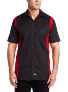 D LS524 INDUSTRIAL COLOR BLOCK SHIRT (S, (BKER) BLACK/ENGLISH RED) Button Down Shirts