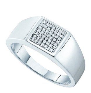 0.15 Carat (ctw) 10K White Gold Round Cut White Diamond Men's Micro Pave Bridal Engagement Ring Jewelry