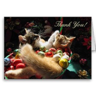 Two Christmas Kitty Cats, Kittens, Love, Thank You Greeting Cards