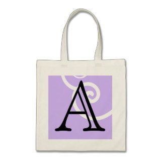 Your Letter. Custom. Lilac Purple Swirl Monogram. Canvas Bags
