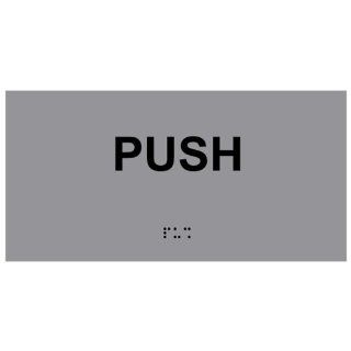 ADA Push Braille Sign RSME 525 BLKonGray Enter / Exit  Business And Store Signs 