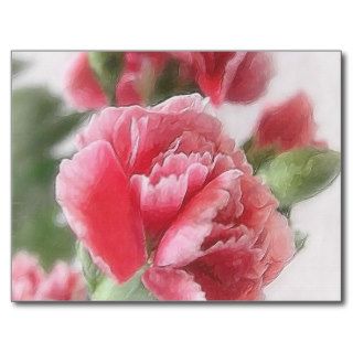 Red Pink Carnations 1 Painterly Postcards