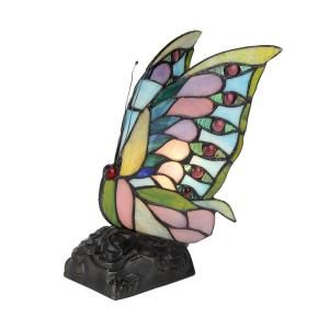 Chloe Lighting Jacy 4 10 in. Tiffany Style Butterfly Bronze Accent Table Lamp CH33282BF05 NL1
