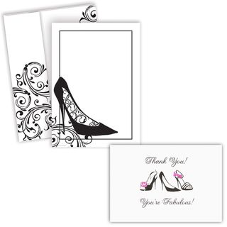 Black Stiletto Invitations and Thank You Note Kit Stationery & Pens