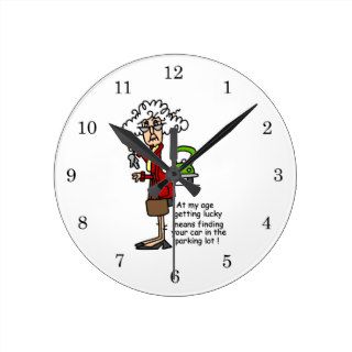 Getting Lucky Humor Round Clock
