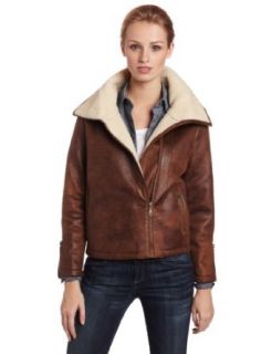 525 America Women's Sherpa Lined Aviator Jacket, Brown/Ivory, Small Outerwear