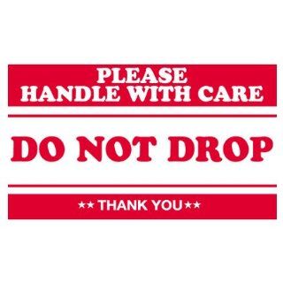 Tape Logic SCL541 Special Handling Label, Legend "Do Not Drop   Please Handle With Care", 5" Length x 3" Width, Fluorescent Red (Roll of 500)